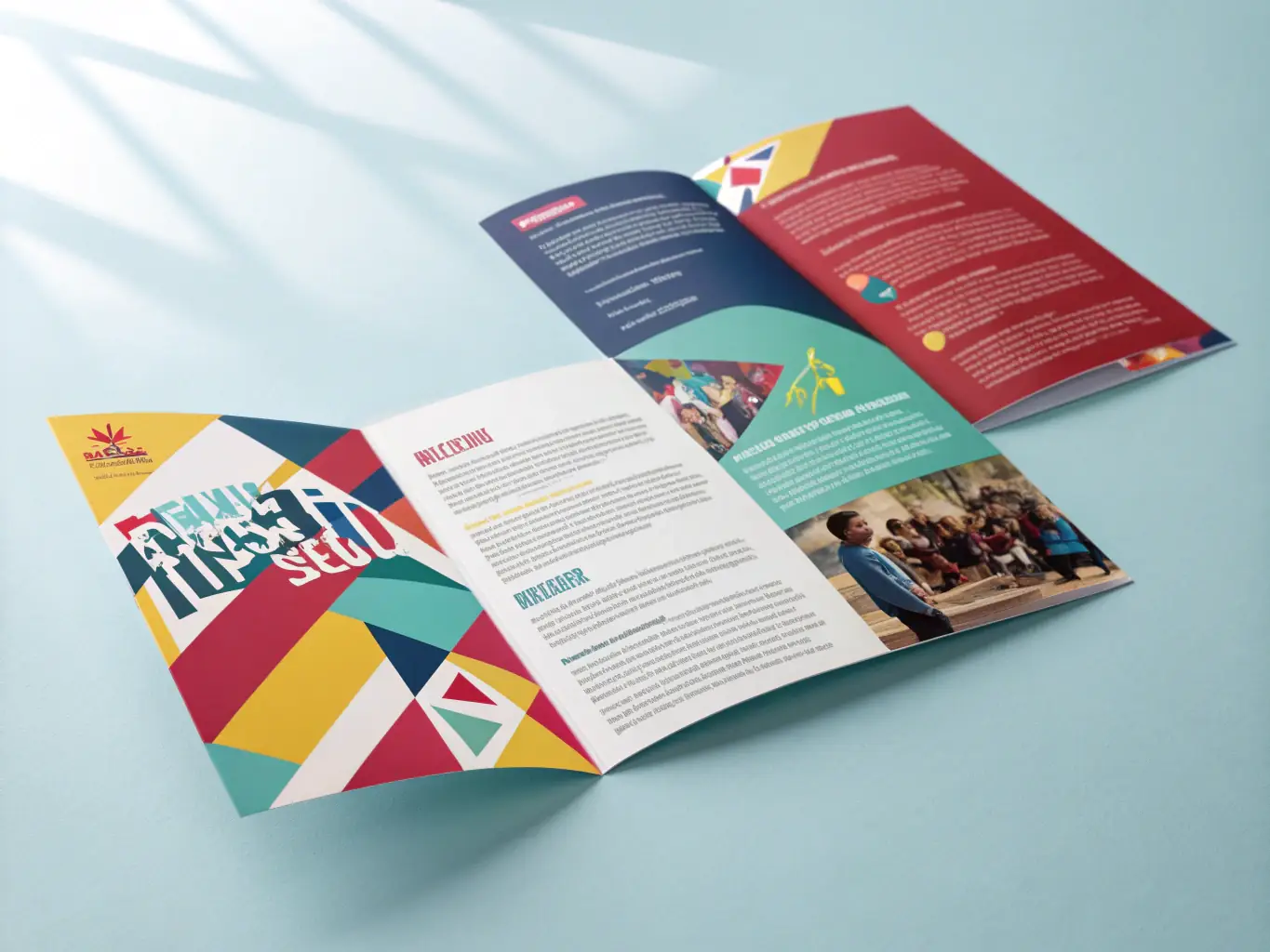 A vibrant, professionally designed brochure showcasing Grupo Impregraficas' printing capabilities and design services.