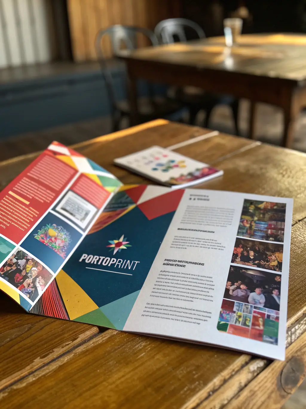 A vibrant brochure with high-quality images and text, highlighting the services and products offered by a company.