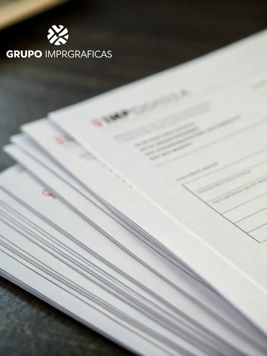A stack of custom-printed invoices with the company logo and branding, demonstrating attention to detail and professionalism.
