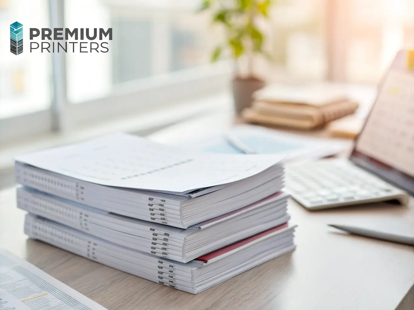A close-up shot of a stack of freshly printed invoices and NCR forms, showcasing the crisp text and professional layout, emphasizing the quality of Grupo Impregraficas' printing services.