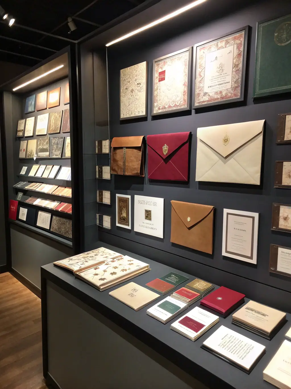 A collection of branded envelopes with the Grupo Impregraficas logo, demonstrating consistency in corporate branding materials.